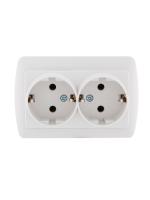 РОЗЕТКА ДВОЙНАЯ С/З DEMET БЕЛЫЙ